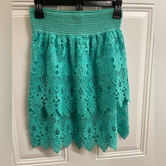 Lace skirt turquoise sz S-M nwot - Picture 1 of 5